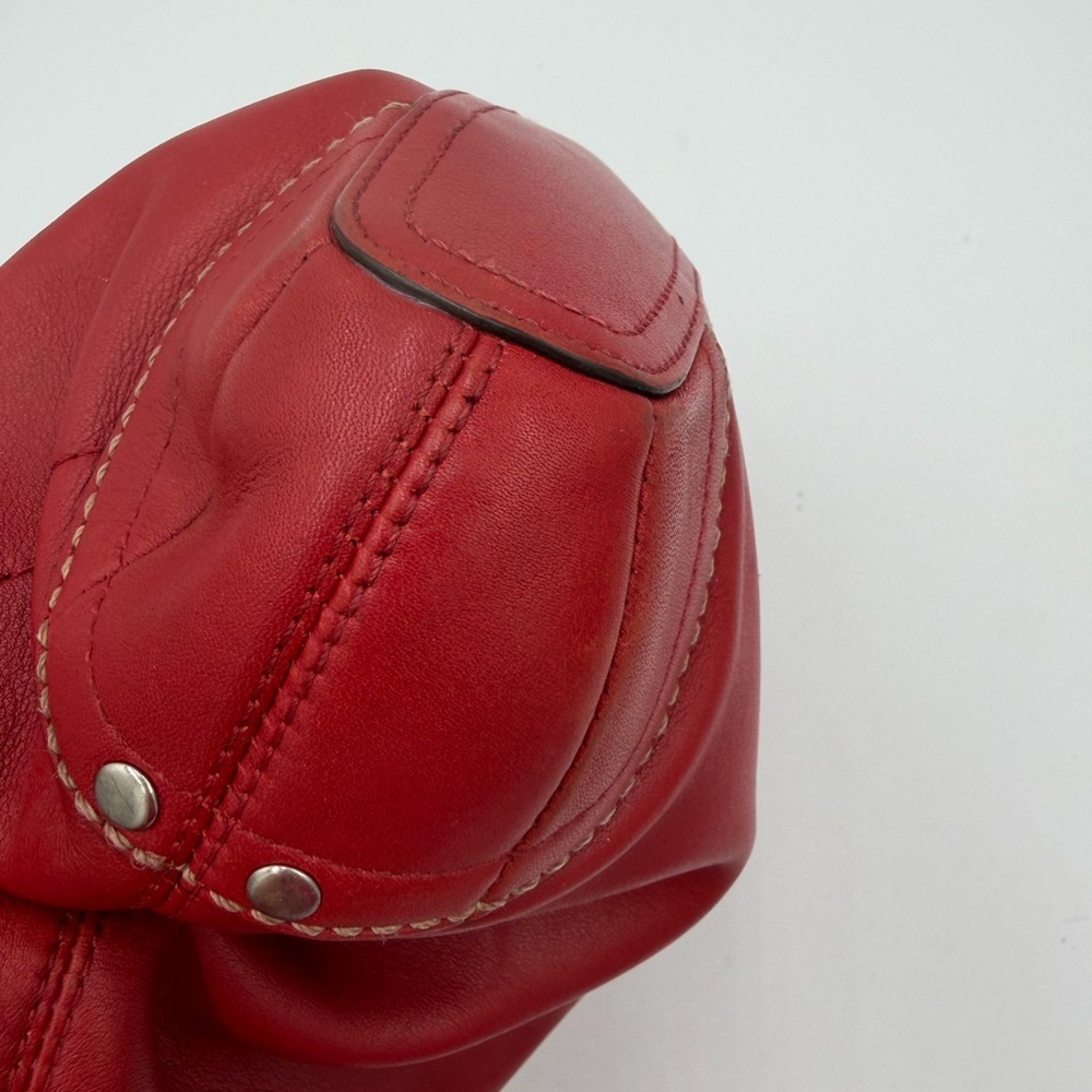 Coach Red Leather Hobo Shoulder Bag F12820 | Classic Minimalist - Picture 4 of 14